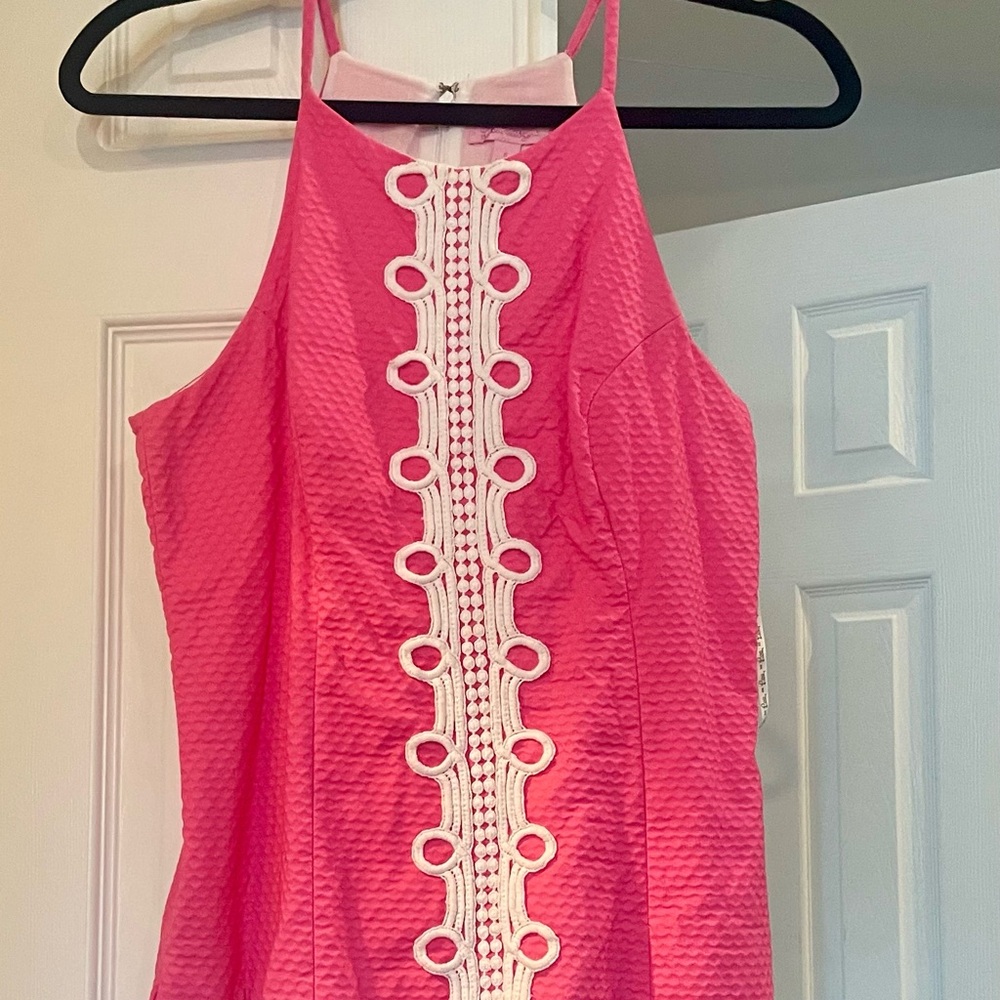 Lilly Pulitzer Annabelle Halter Pink Top with White Accents